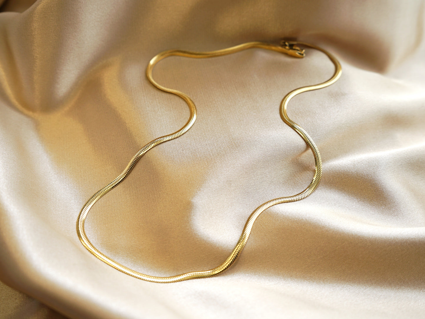Gold Herringbone Chain Necklace