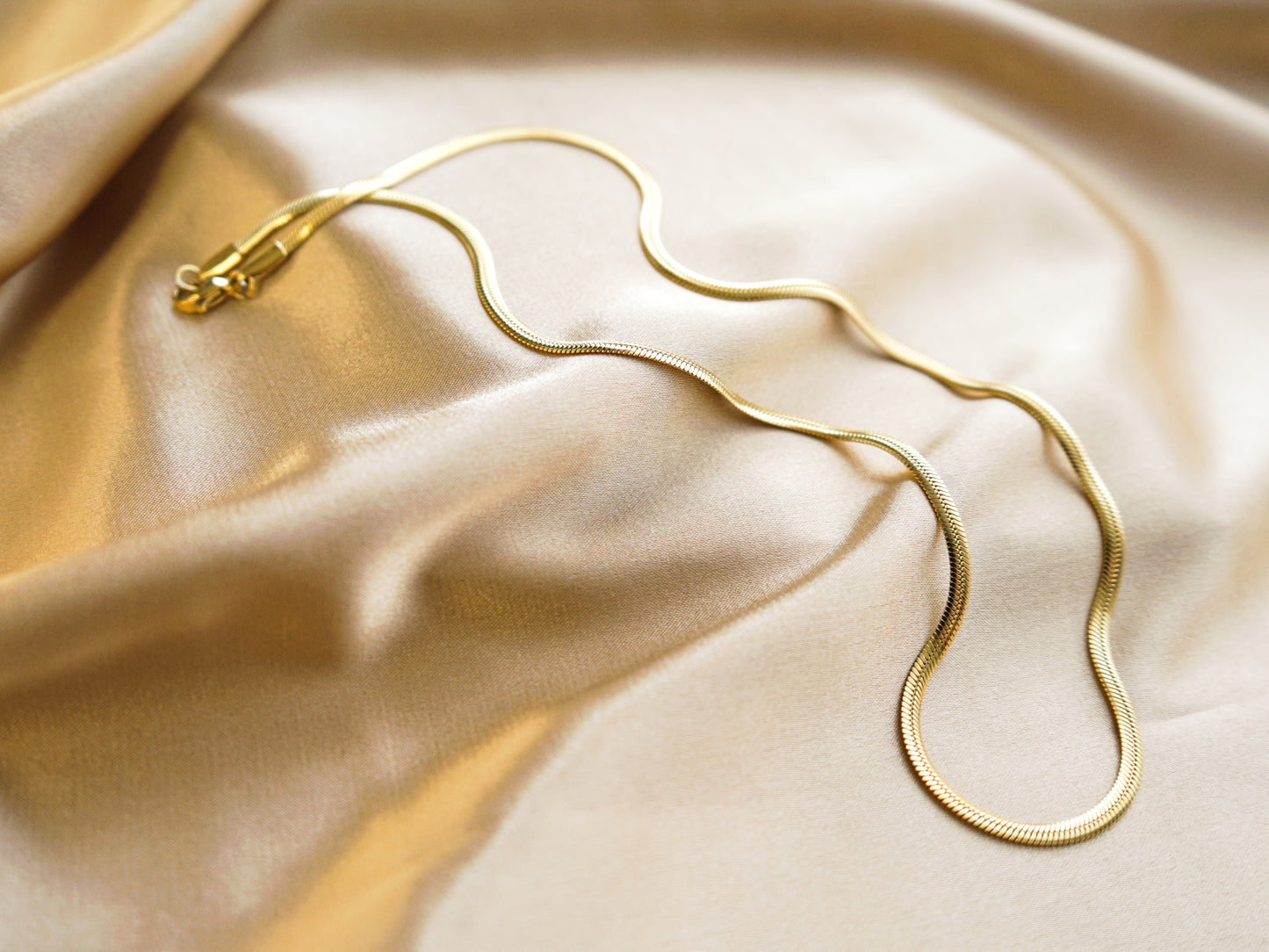 Gold Herringbone Chain Necklace